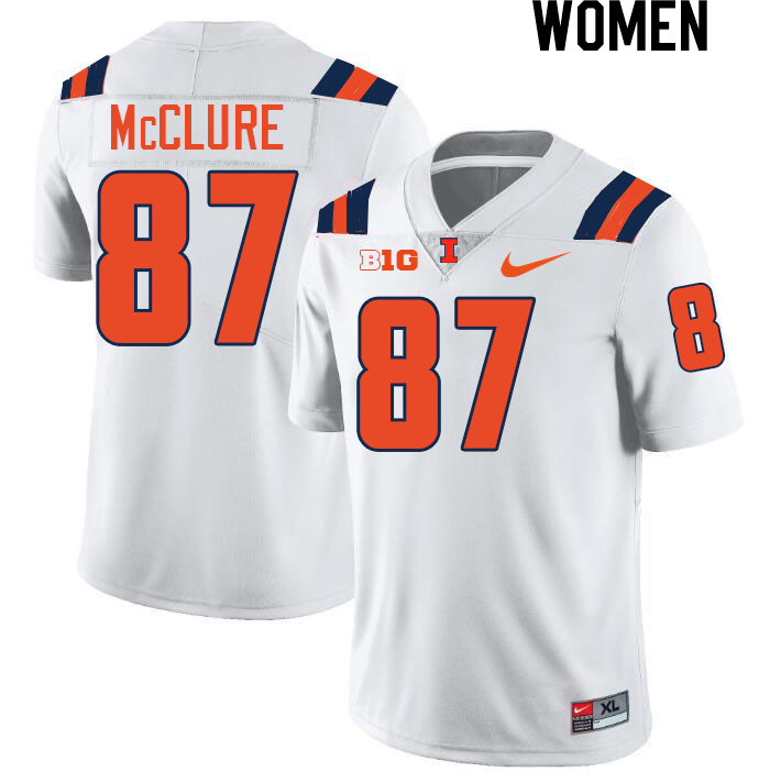 Women #87 Tyler McClure Illinois Fighting Illini College Football Jerseys Stitched-White